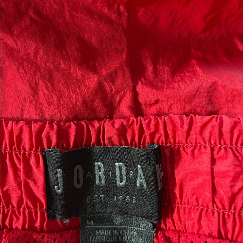 Jordan Red Nylon Track Pants Jumpman Logo Athletic Windbreaker Joggers Size M